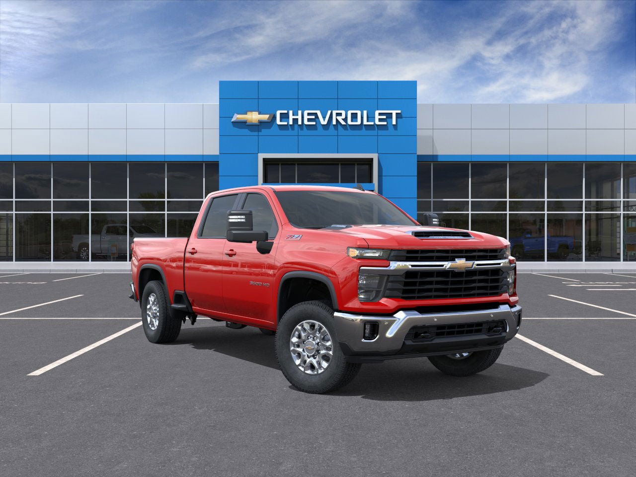 2026 Chevrolet Silverado 3500 HD LT in Red Hot — front three-quarter view