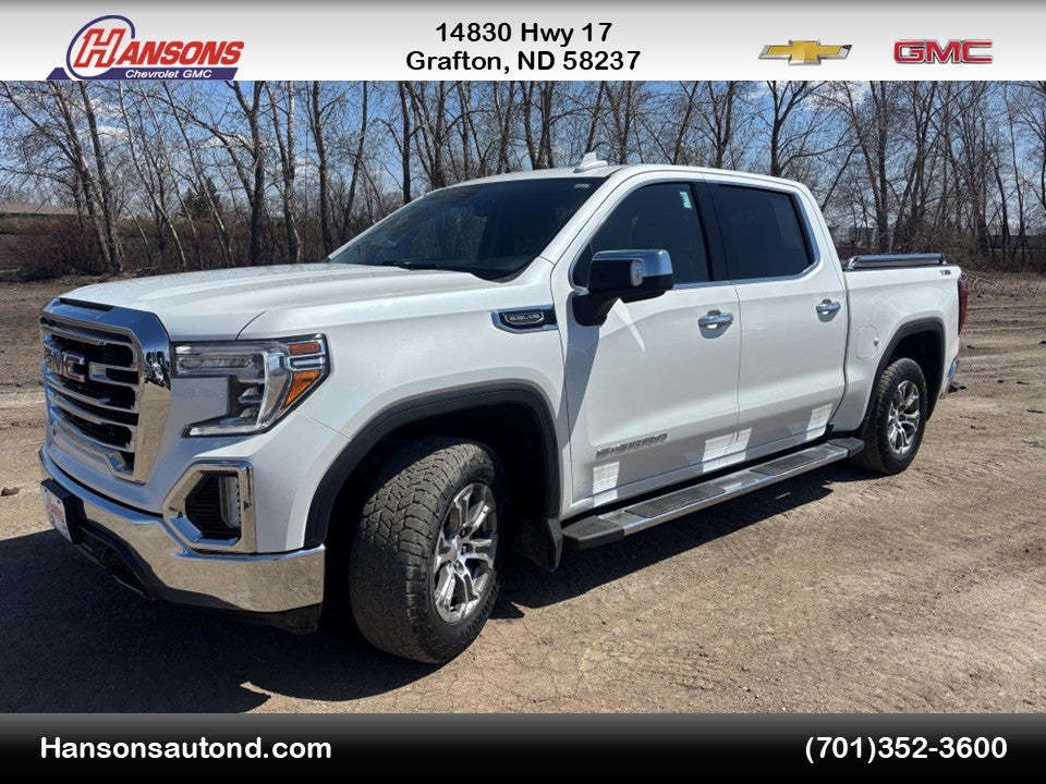 2021 GMC Sierra 1500 SLT in White Frost Tricoat — front three-quarter view