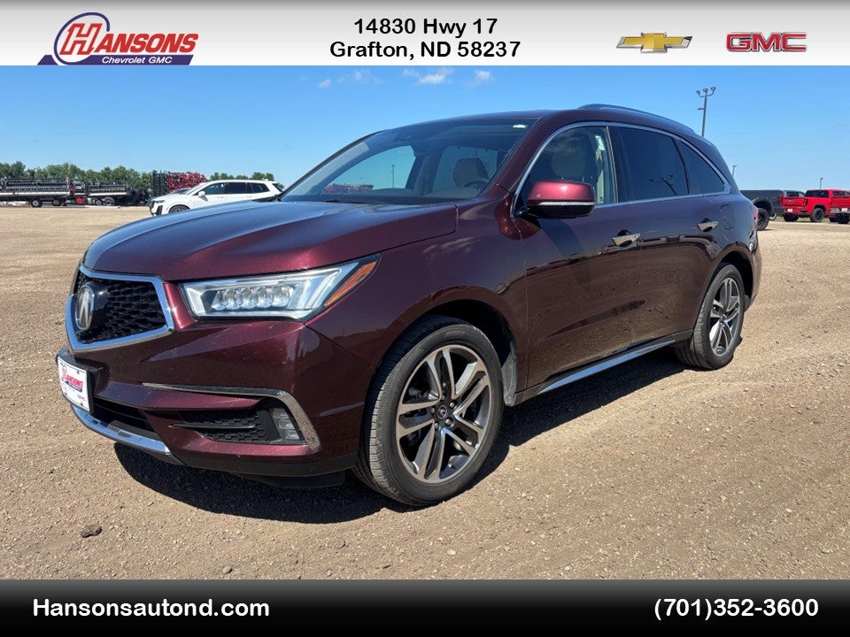 2017 Acura MDX w/Advance Pkg in Burgundy — front three-quarter view