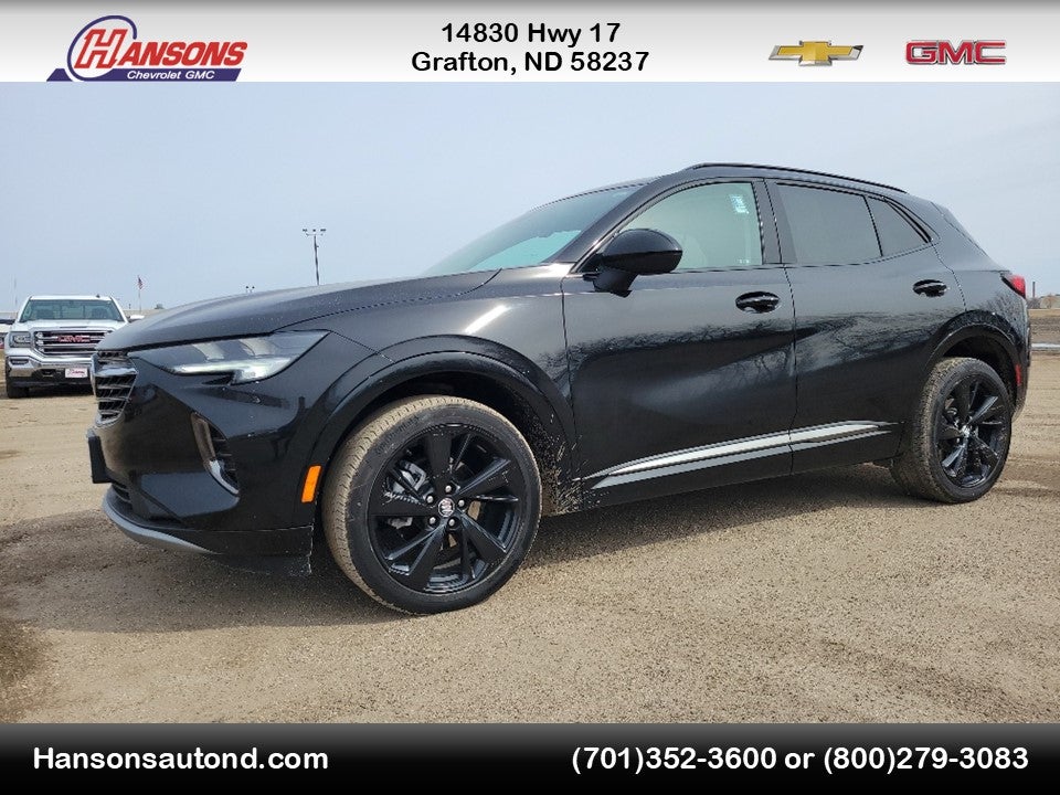 2022 Buick Envision Essence in Ebony Twilight Metallic — front three-quarter view